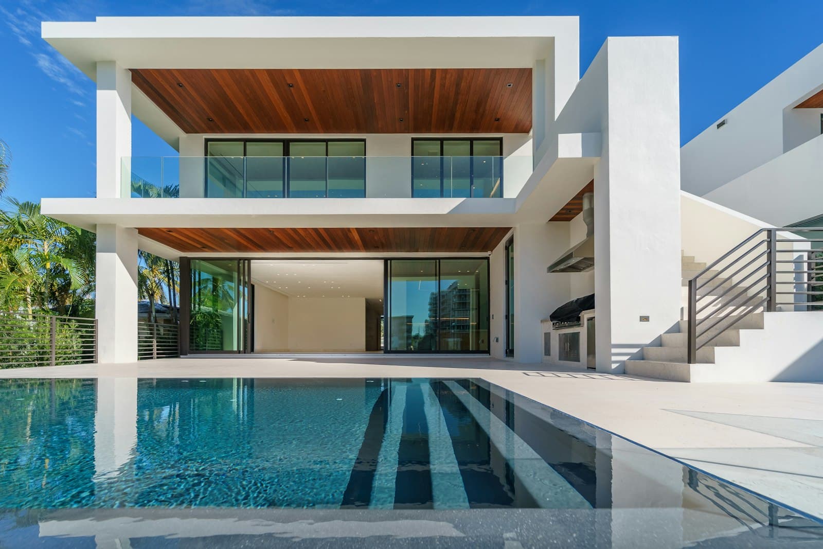 Modern home at dusk
